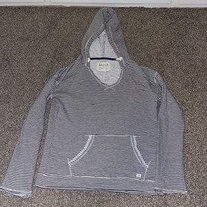 Black and White Striped Hooded Sweater